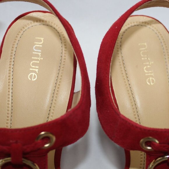 Nurture Lenna Red Suede Leather Sandals - Picture 4 of 9